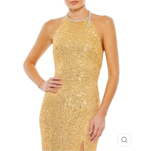 Mac Duggal SEQUINED HIGH NECK RHINESTONE TRIM COLUMN GOWN size 6 NEW Sold Out - Picture 4 of 16